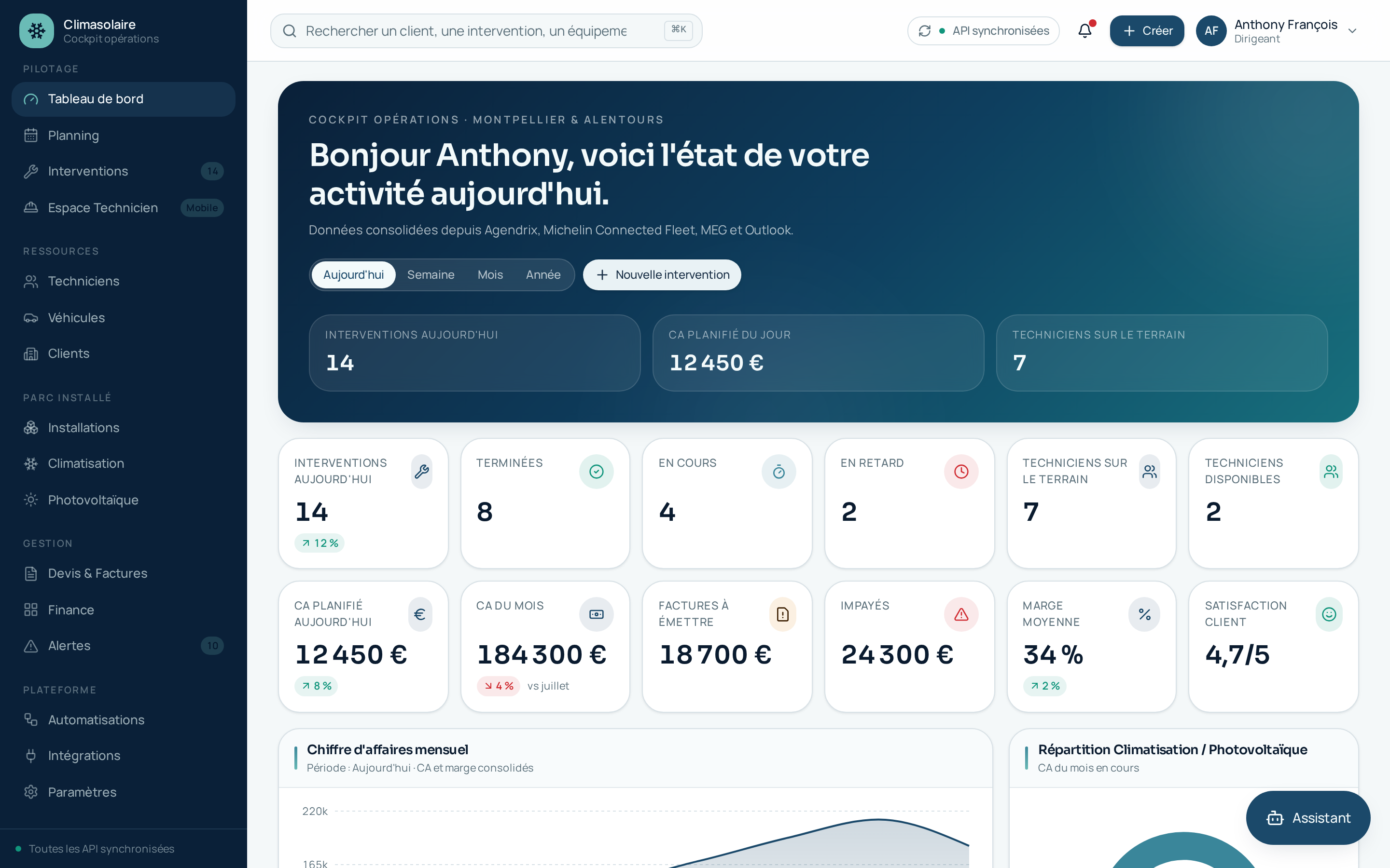 Aperçu de l'interface ClimaSolaire